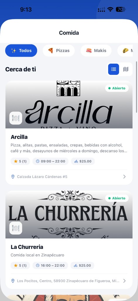 Restaurantes y comida a domicilio en Zinapécuaro dentro de ZinApp